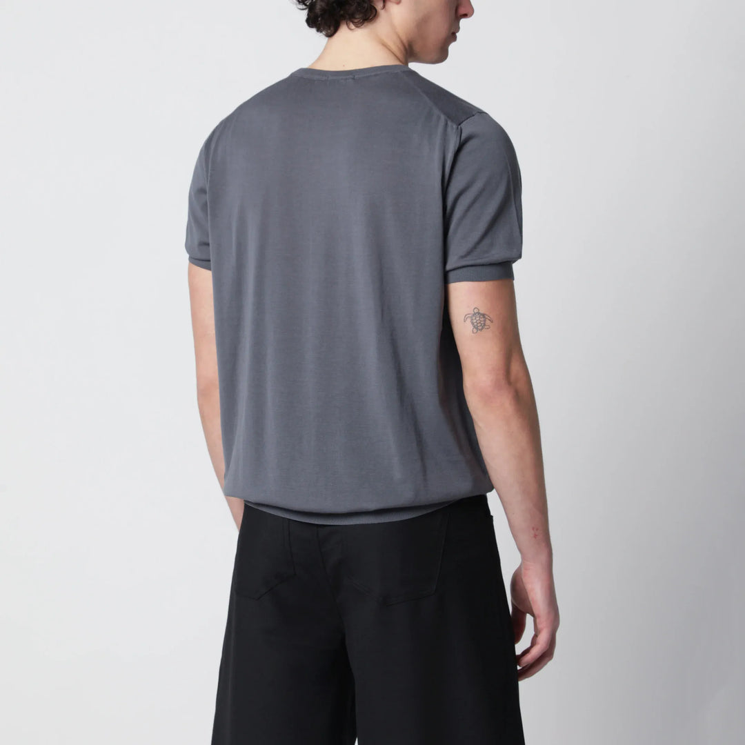 Drumohr - Grey cotton crewneck sweater Brand Shirts &amp; Tops