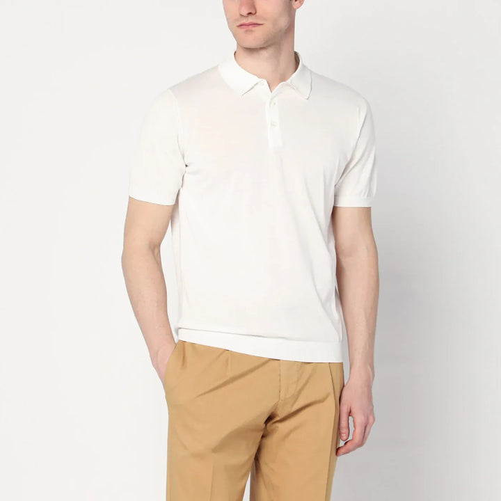 Drumohr - Milky white polo shirt in cotton Brand Shirts &amp; Tops 54 IT