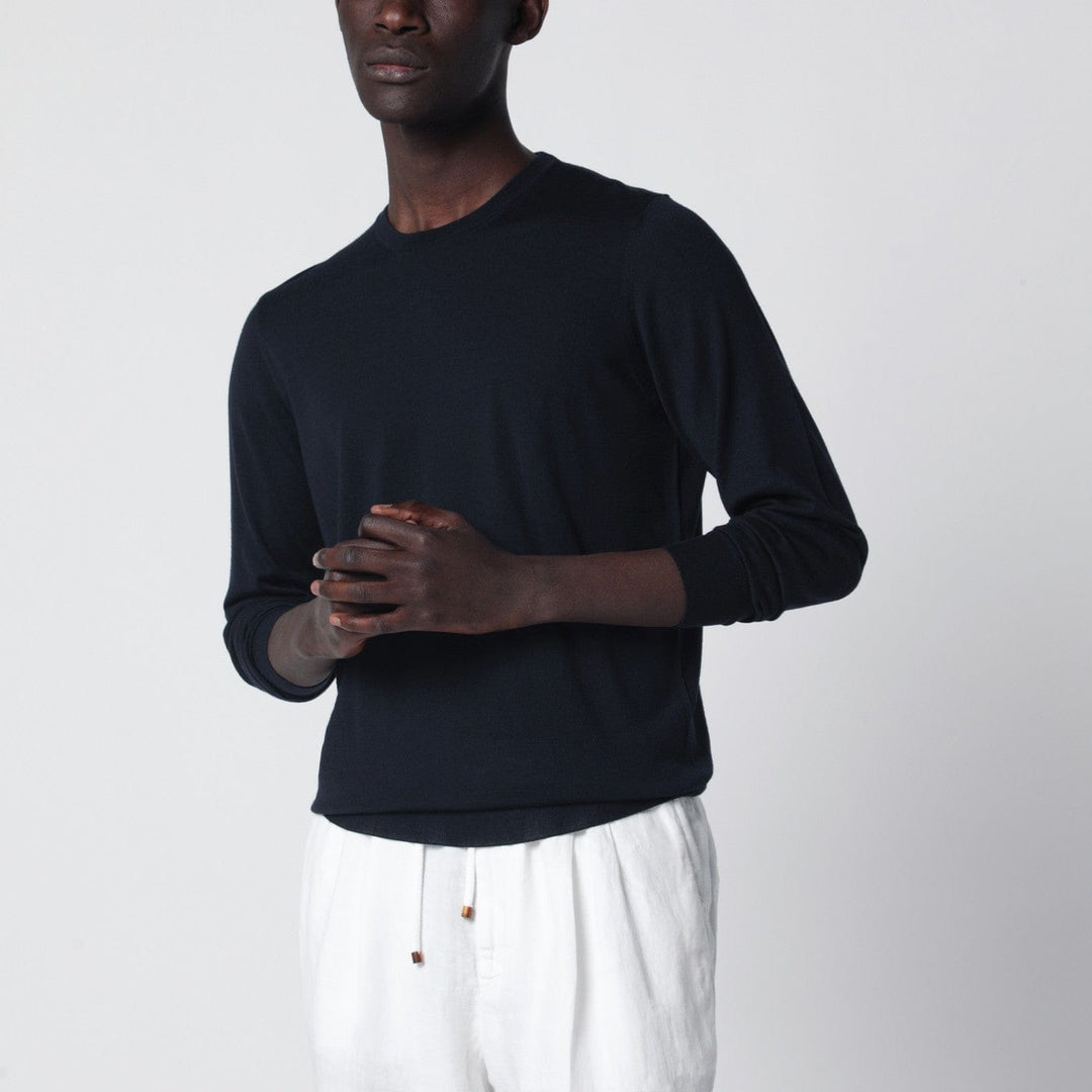 Shirts & Tops Drumohr - Navy blue wool crew-neck sweater Brand