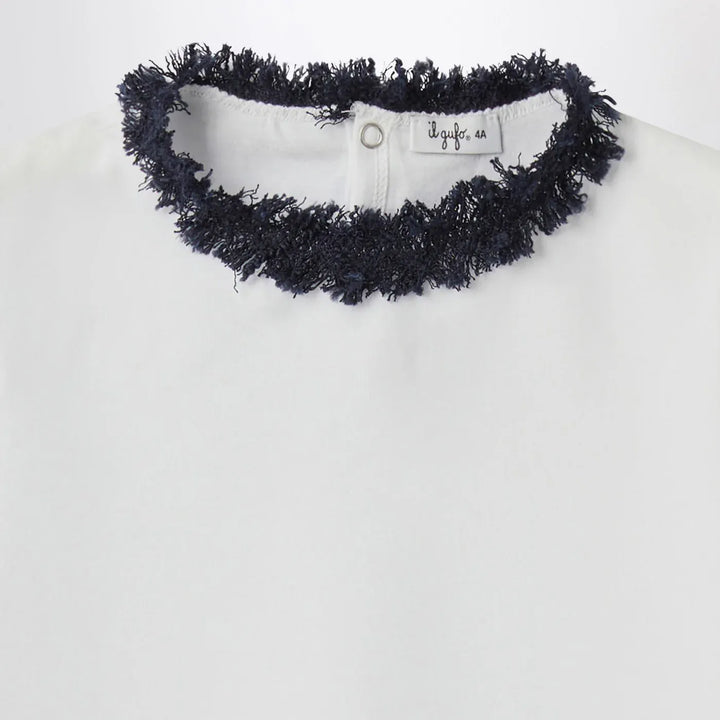 Il Gufo - White T-shirt with frayed neckline Brand Shirts &amp; Tops