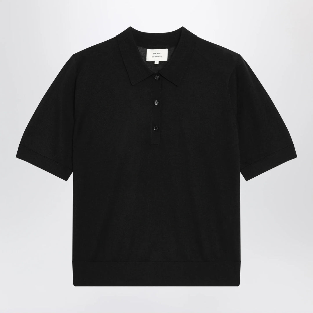 LouLou De Saison - Black Migo Fluid Cashmere Polo Brand Shirts &amp; Tops L