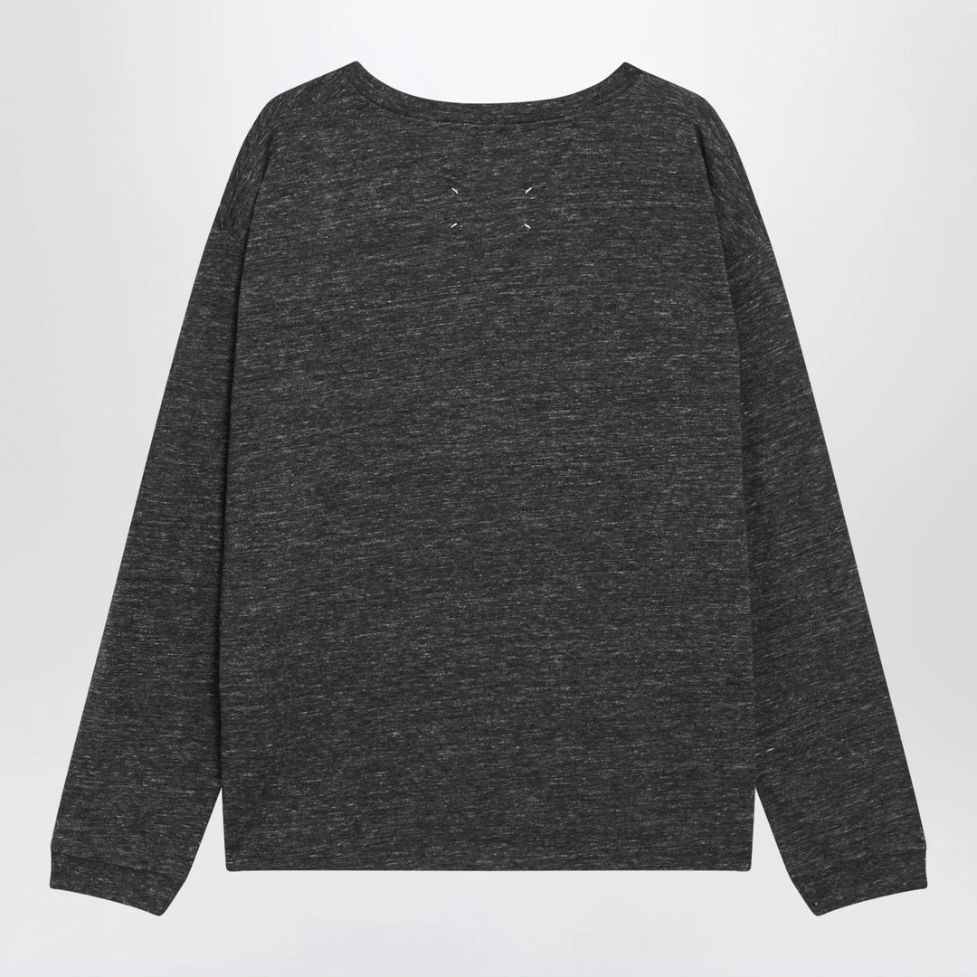 Maison Margiela - Long-sleeve cotton T-shirt in dark grey Brand Shirts &amp; Tops
