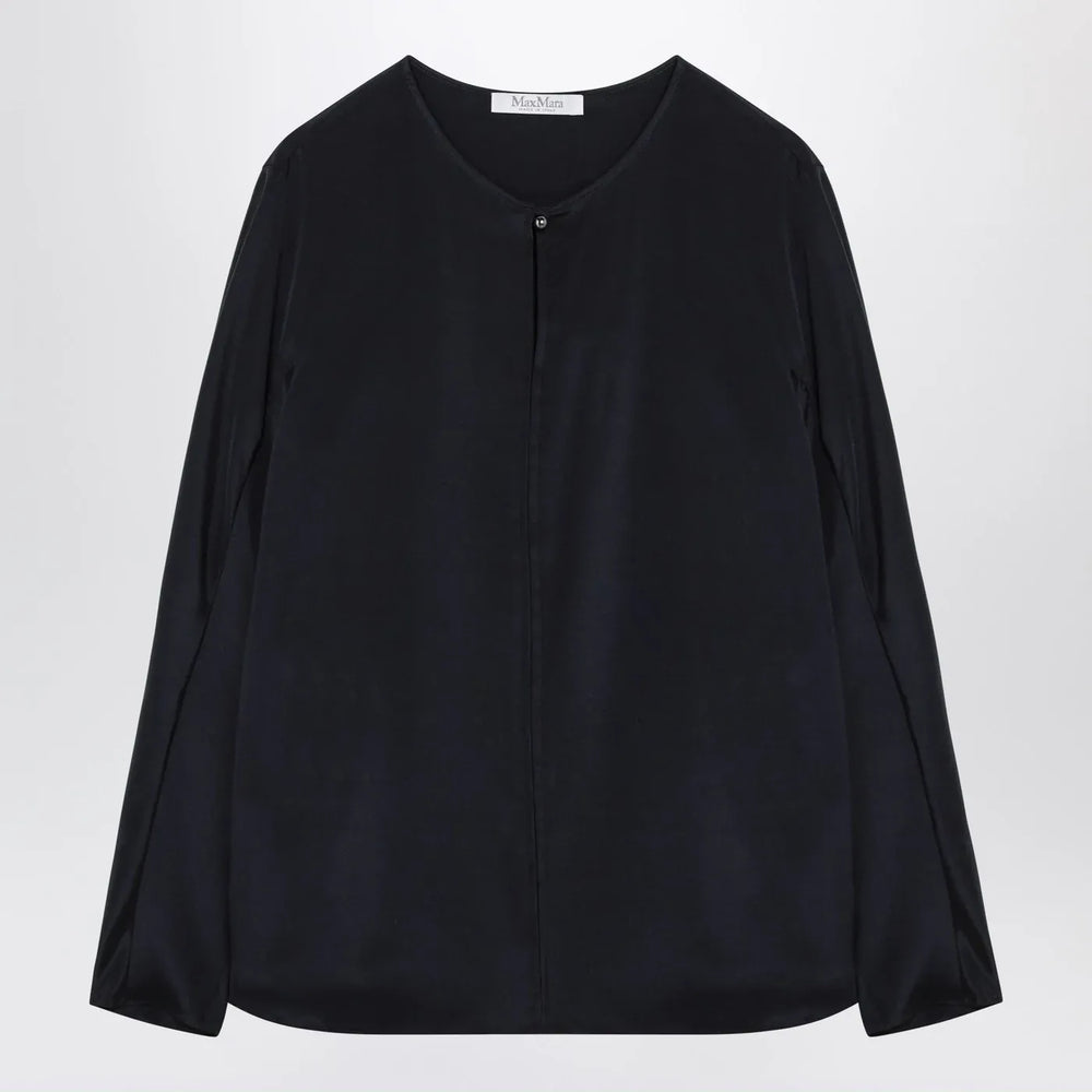 Max Mara - Midnight blue silk-blend blouse Brand Shirts & Tops 40  IT