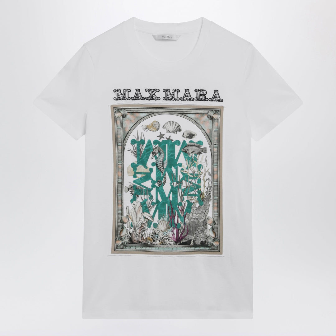 Shirts &amp; Tops Max Mara - Optical white cotton jersey T-shirt with front print Brand