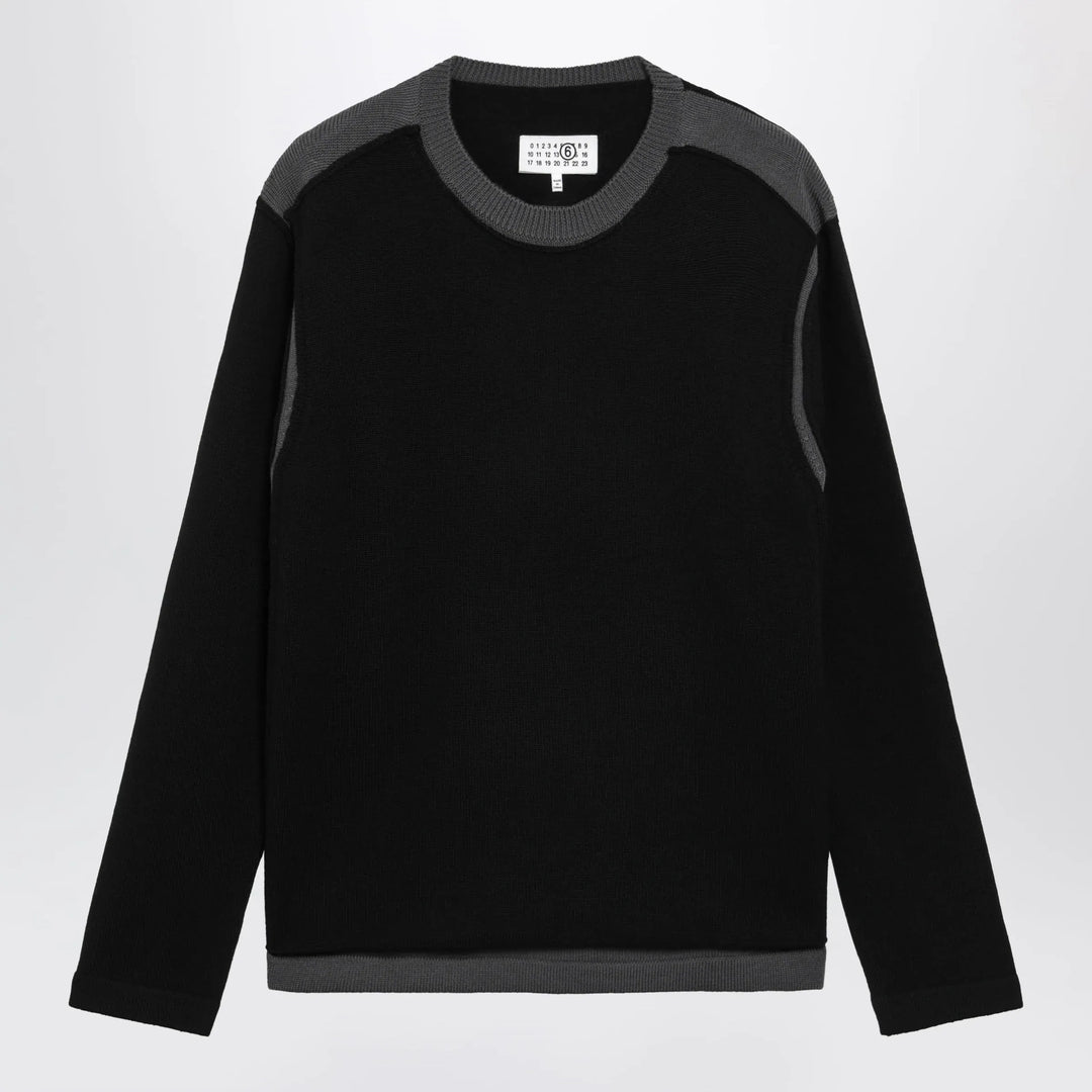 MM6 Maison Margiela - Asymmetrical crewneck sweater in black and grey Brand Shirts &amp; Tops S