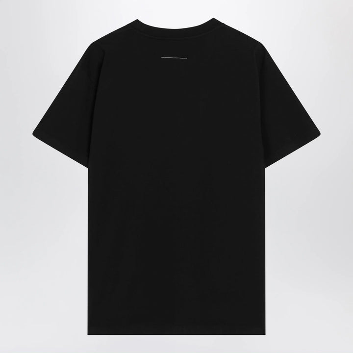 MM6 Maison Margiela - Black cotton jersey T-shirt with logo patch Brand Shirts &amp; Tops