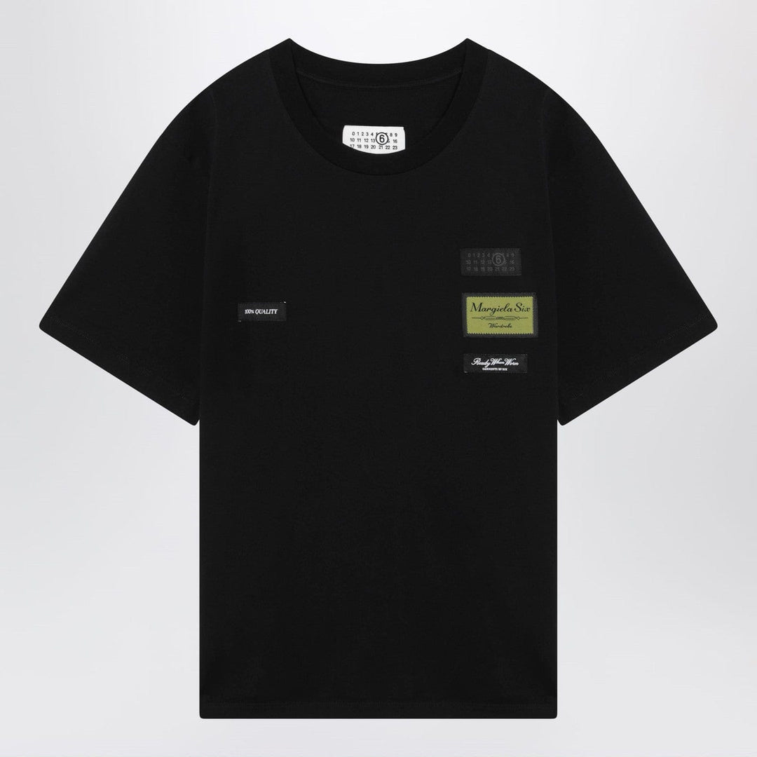 Shirts & Tops MM6 Maison Margiela - Black cotton T-shirt with label details Brand