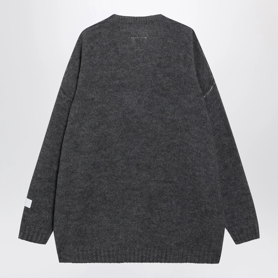 MM6 Maison Margiela - Grey mélange oversized V-neck knit sweater Brand Shirts &amp; Tops M
