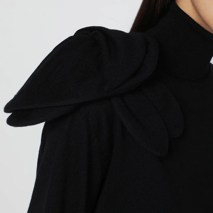 Moschino - Black turtleneck sweater with flower detail Brand Shirts &amp; Tops