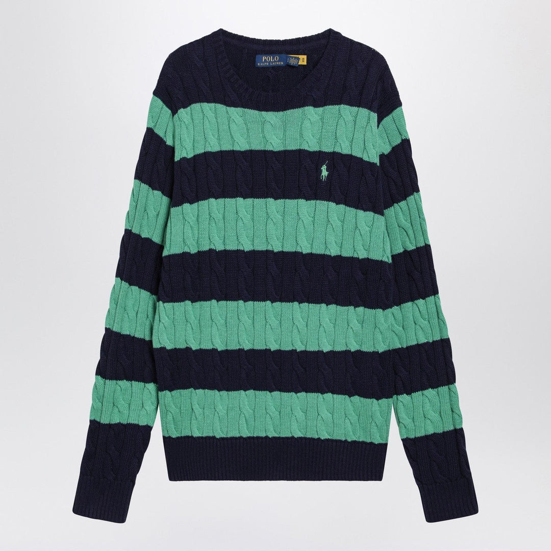 Shirts &amp; Tops Polo Ralph Lauren - Navy blue/green striped cable knit sweater Brand