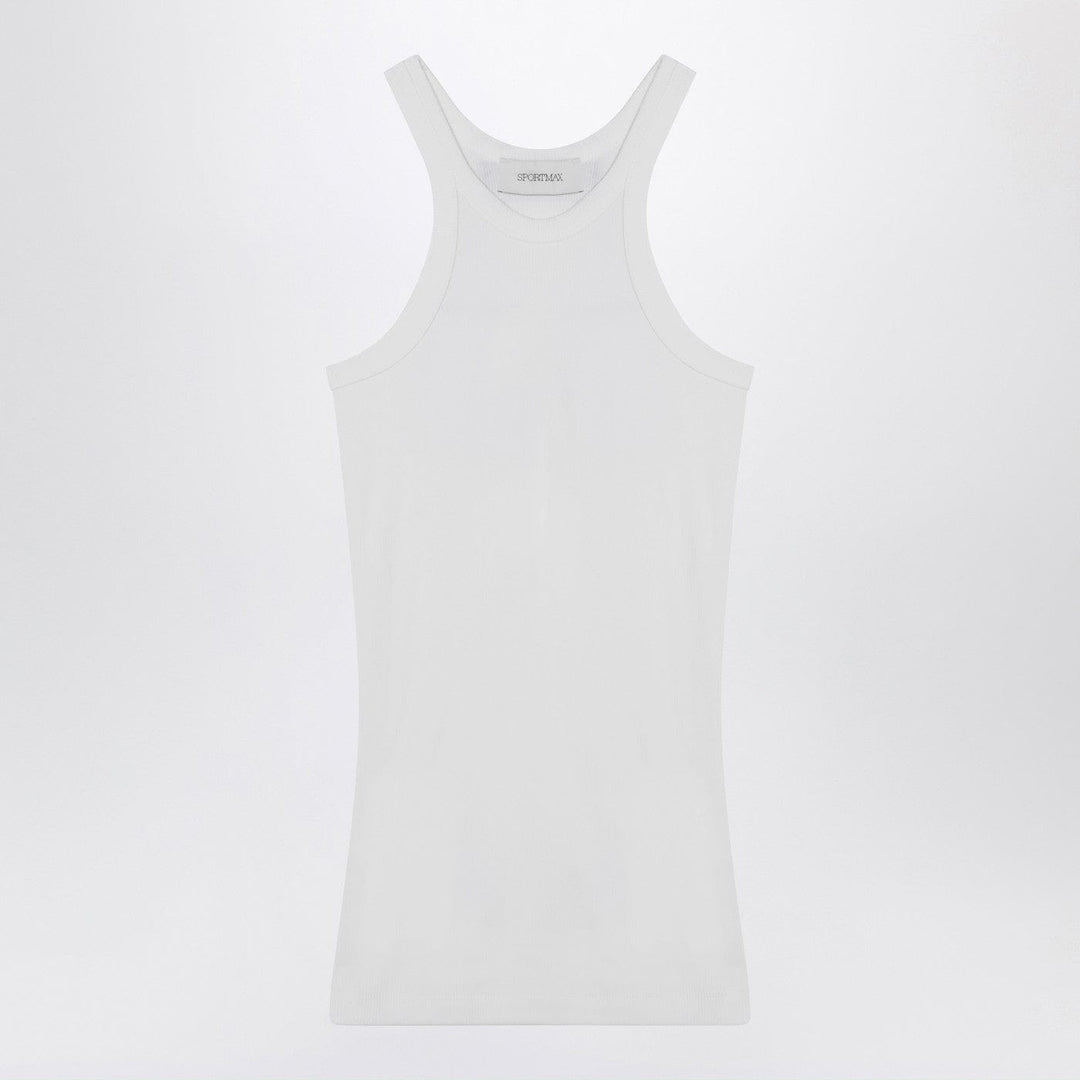 Shirts &amp; Tops L Sportmax - White ribbed tank top in silk blend Brand