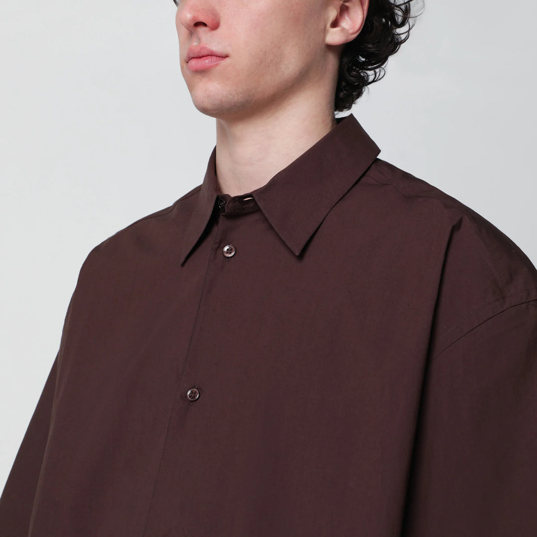 STUDIO NICHOLSON - Brown cotton poplin shirt Brand Shirts &amp; Tops