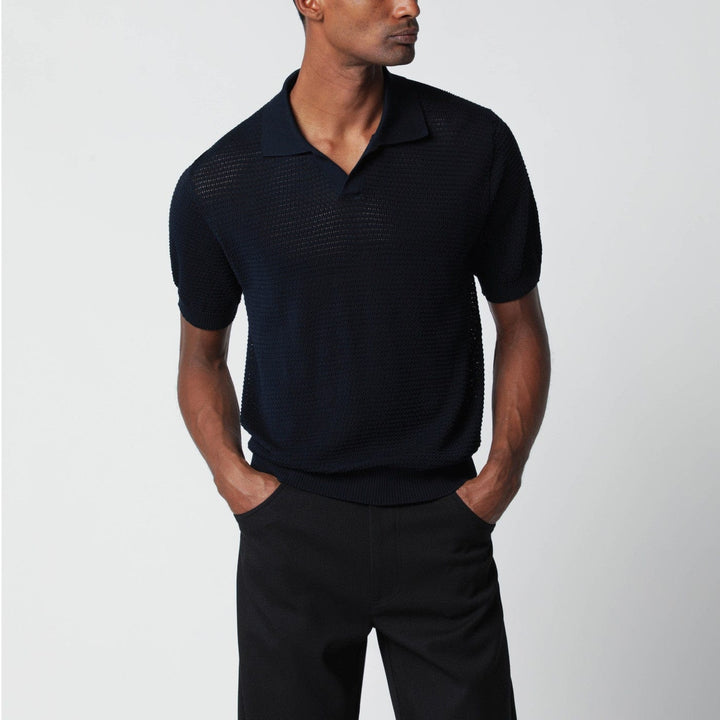 Shirts &amp; Tops Tagliatore - Blue openwork cotton polo shirt Brand
