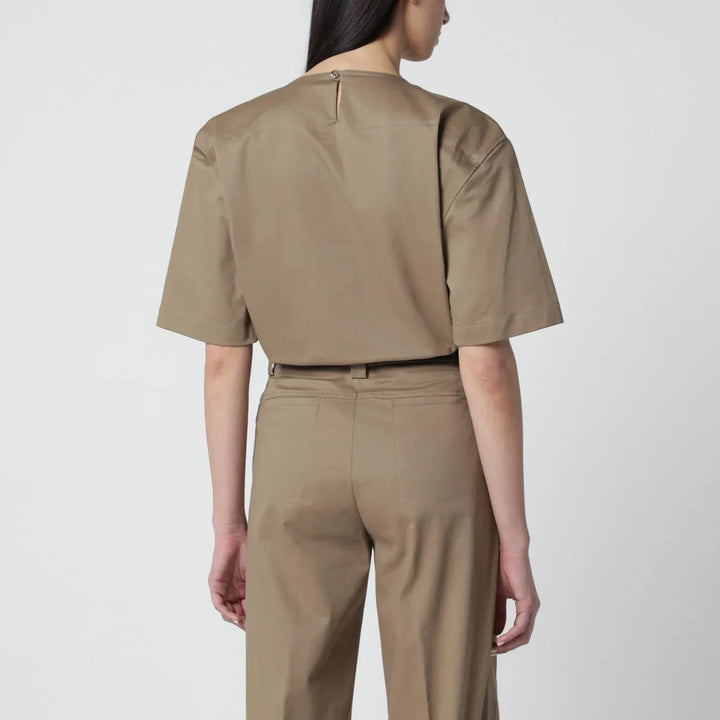 TheLatest - Short-sleeve cognac cotton top Brand Shirts &amp; Tops
