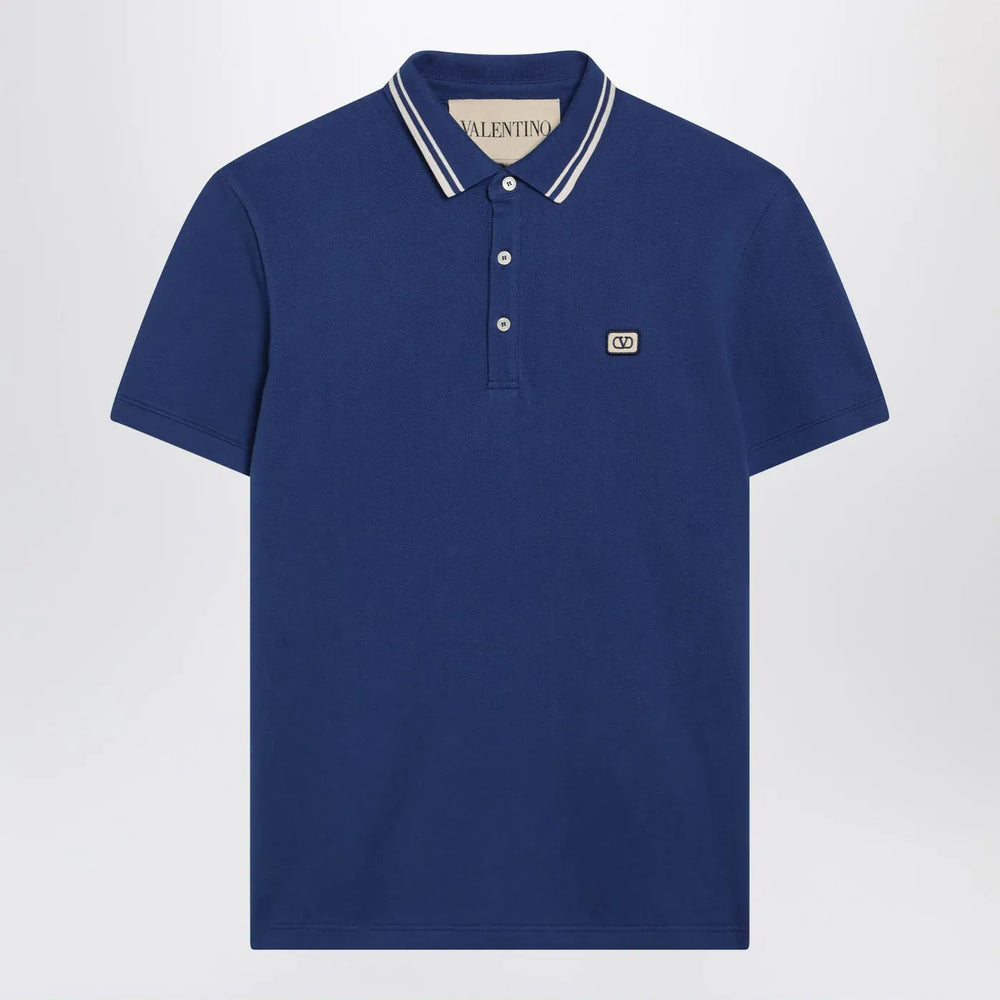 Valentino - Blue polo shirt with Vlogo patch Brand Shirts & Tops S