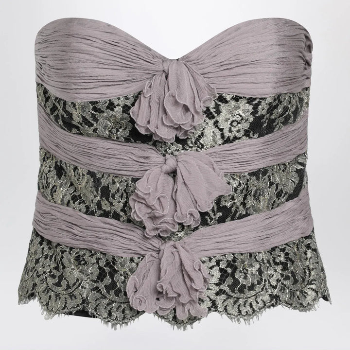 Valentino - Grey/mauve/gold chiffon silk top Brand Shirts &amp; Tops 40  IT