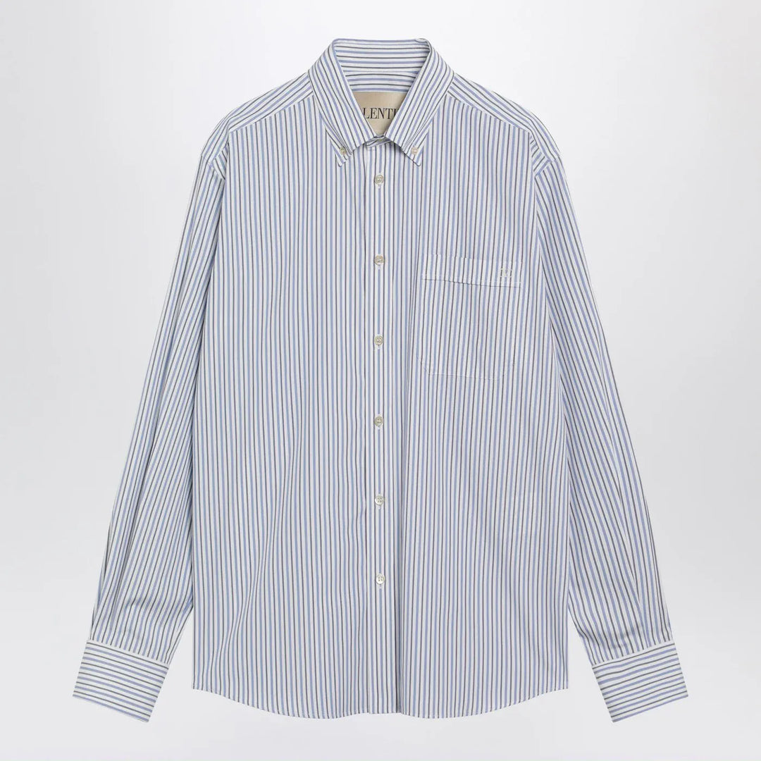 Valentino - Ivory shirt with light blue and blue stripes Brand Shirts &amp; Tops 39