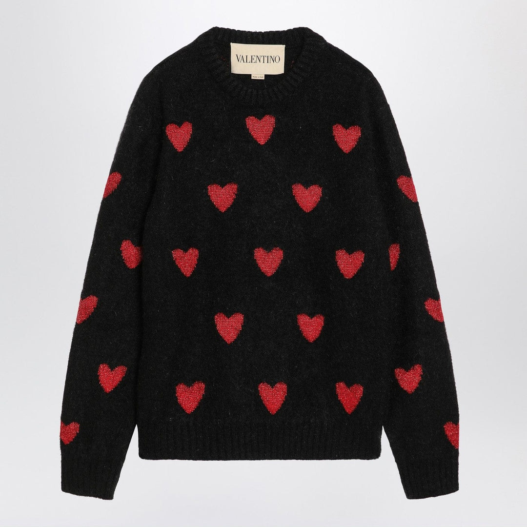 Shirts &amp; Tops Valentino - Jacquard heart pattern sweater black/red Brand