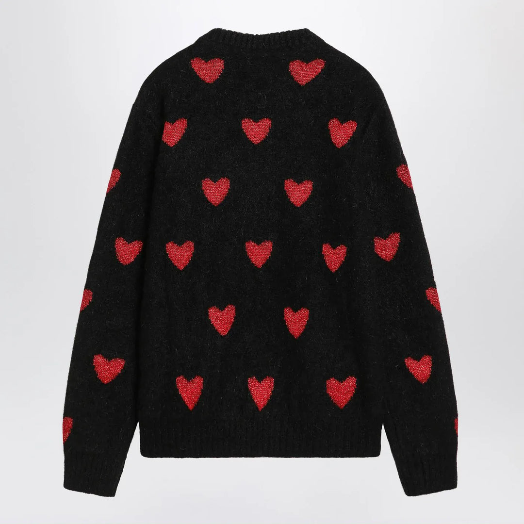 Valentino - Jacquard heart pattern sweater black/red Brand Shirts &amp; Tops