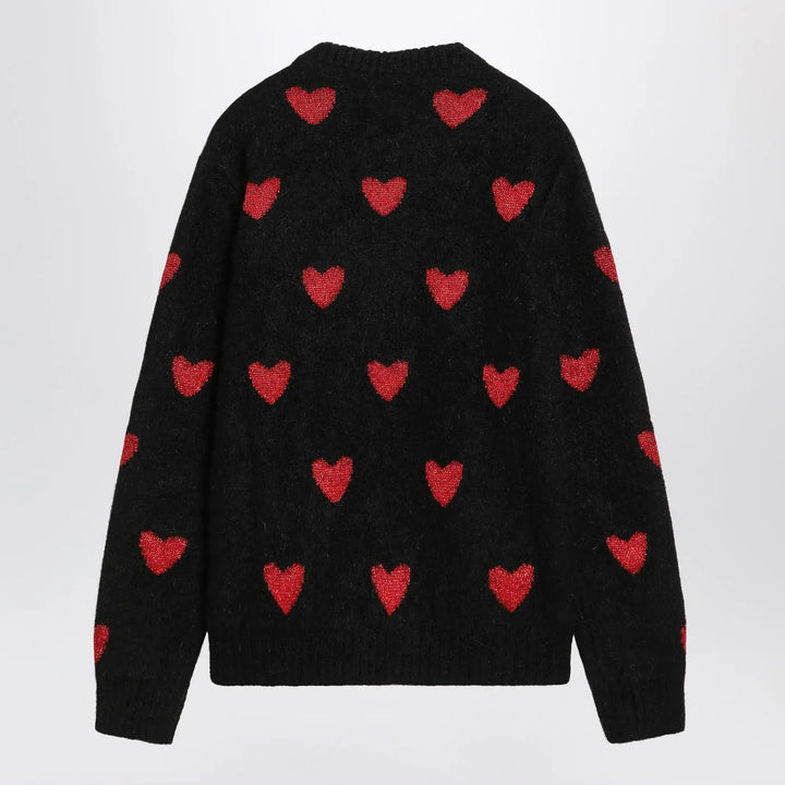 Valentino - Jacquard heart pattern sweater black/red Brand Shirts &amp; Tops
