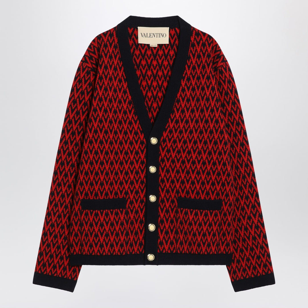 Shirts & Tops M Valentino - Jacquard patterned cardigan Toute la V red/navy blue Brand