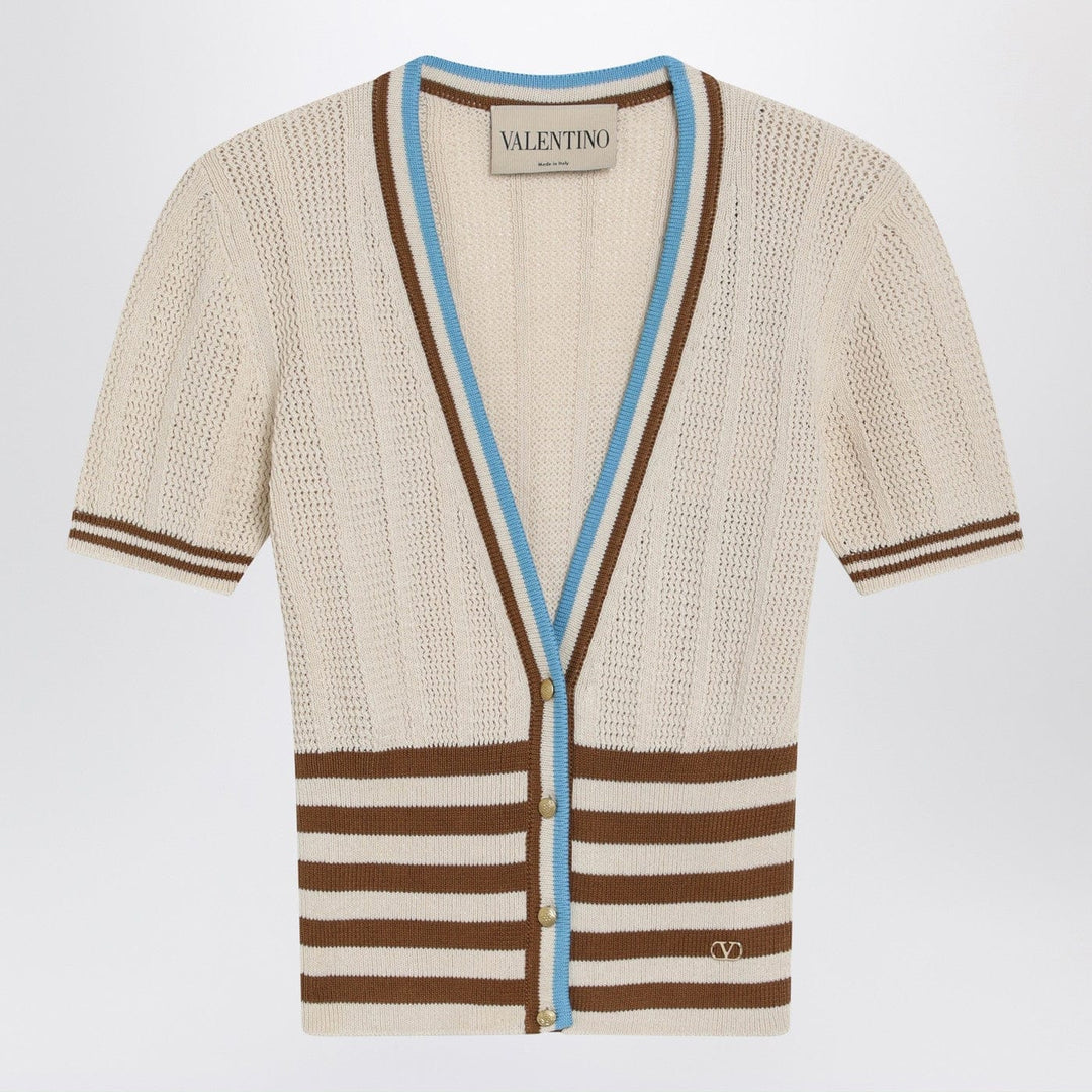 Shirts & Tops Valentino - Openwork striped cotton cardigan Brand