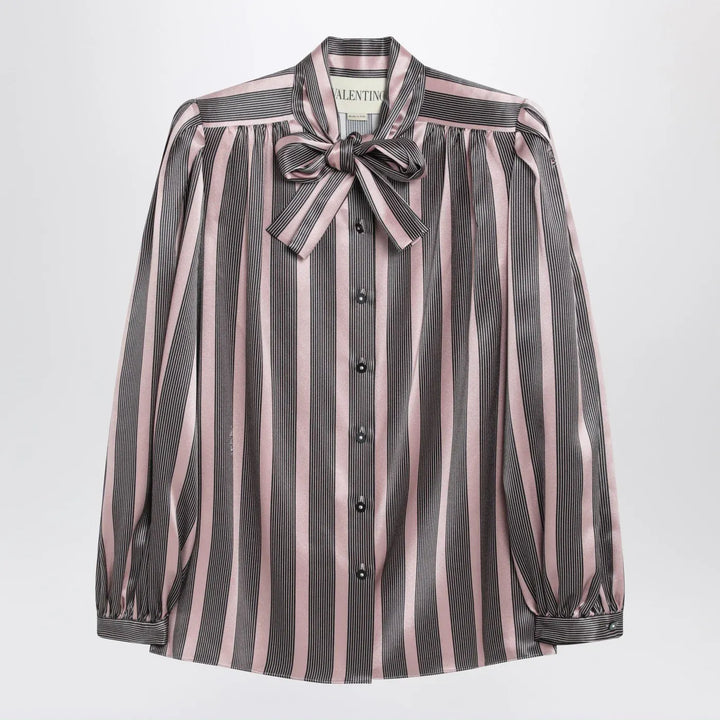 Valentino - Striped Crepe de Chine shirt Brand Shirts &amp; Tops 40  IT