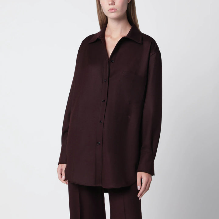 Victoria Beckham - Virgin wool flannel shirt in acai Brand Shirts &amp; Tops 6 UK