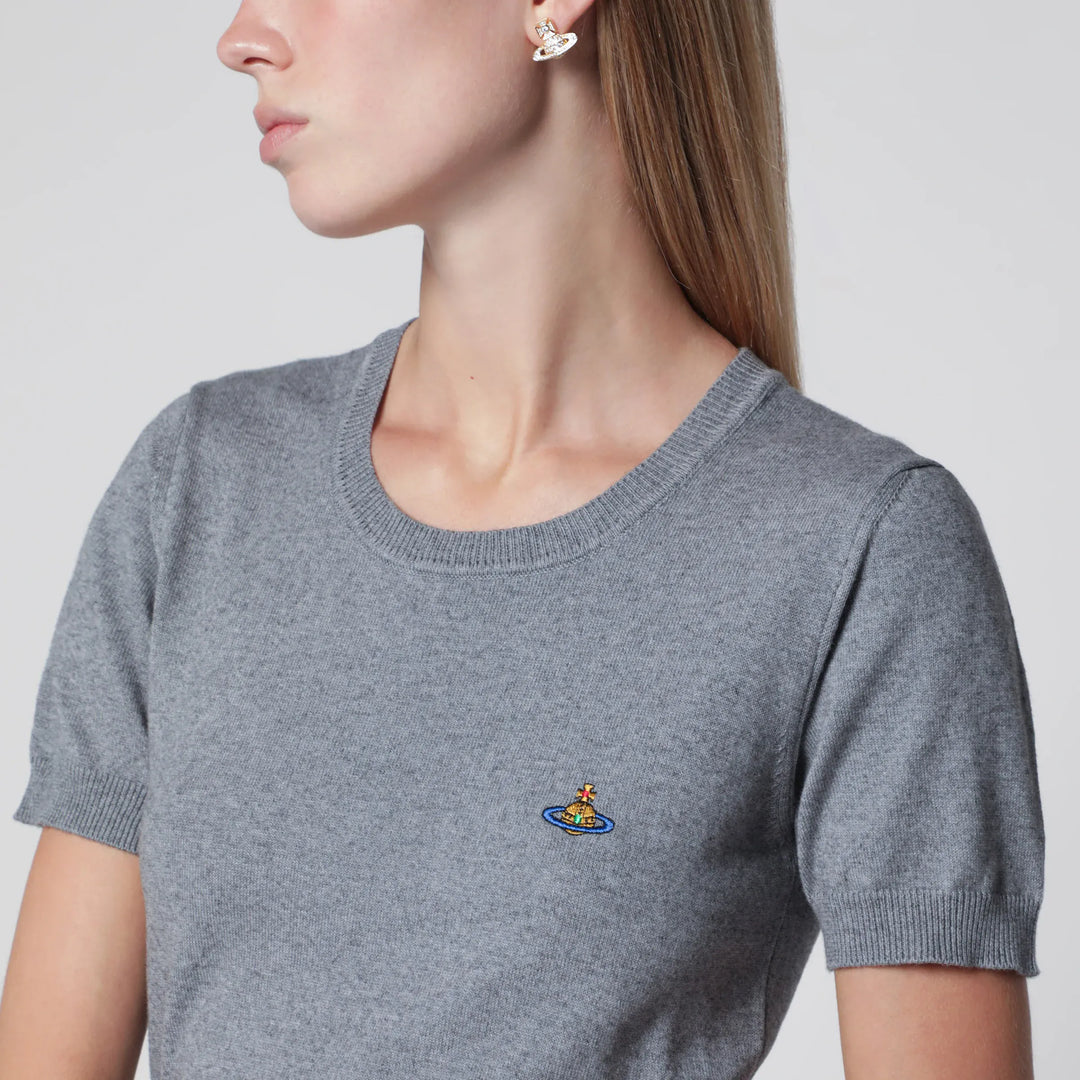 Vivienne Westwood - Bea knit cotton-cashmere T-shirt in dark grey Brand Shirts &amp; Tops