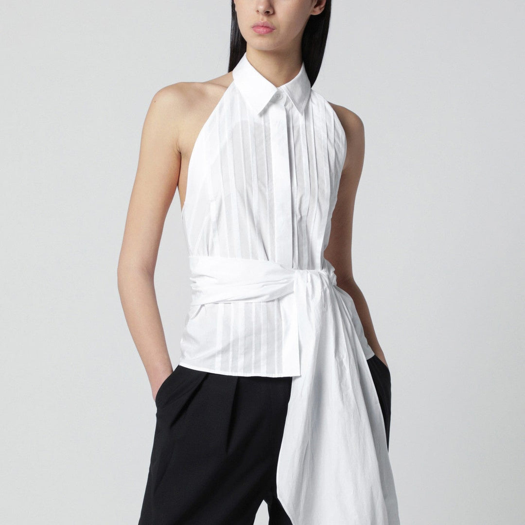 Shirts & Tops White blouse with pleats and bow Brand