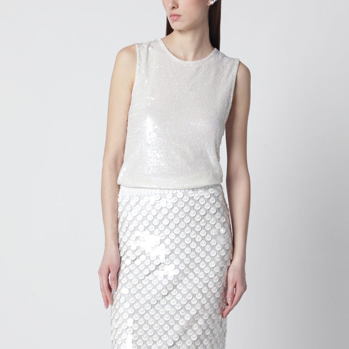 Shirts &amp; Tops White sequin top Brand
