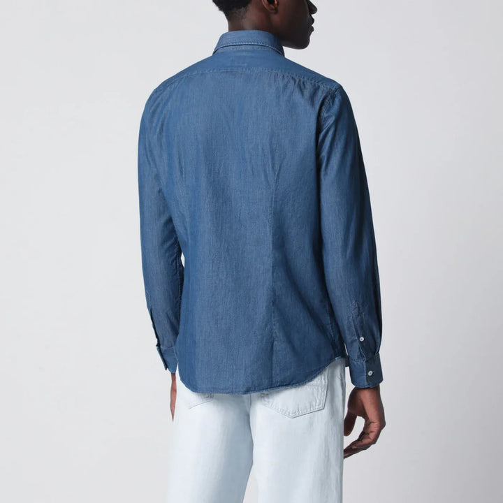 XACUS - Tailor Fit denim shirt blue Brand Shirts &amp; Tops
