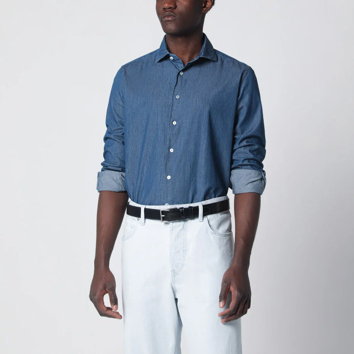 XACUS - Tailor Fit denim shirt blue Brand Shirts &amp; Tops 39