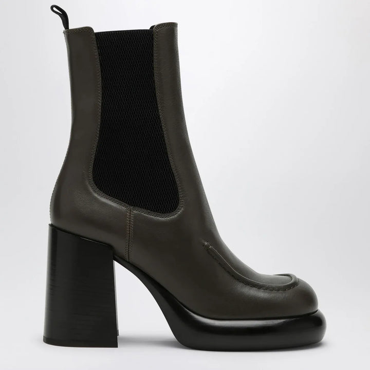 Burberry - Chelsea Wedge boot in dark green leather Brand Shoes 38,5 IT