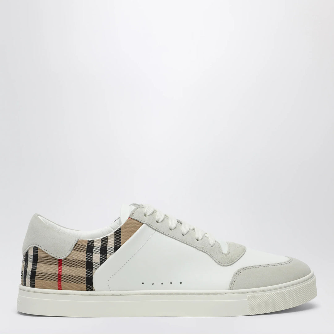 Burberry - White and Check leather sneakers Brand Shoes 40 IT