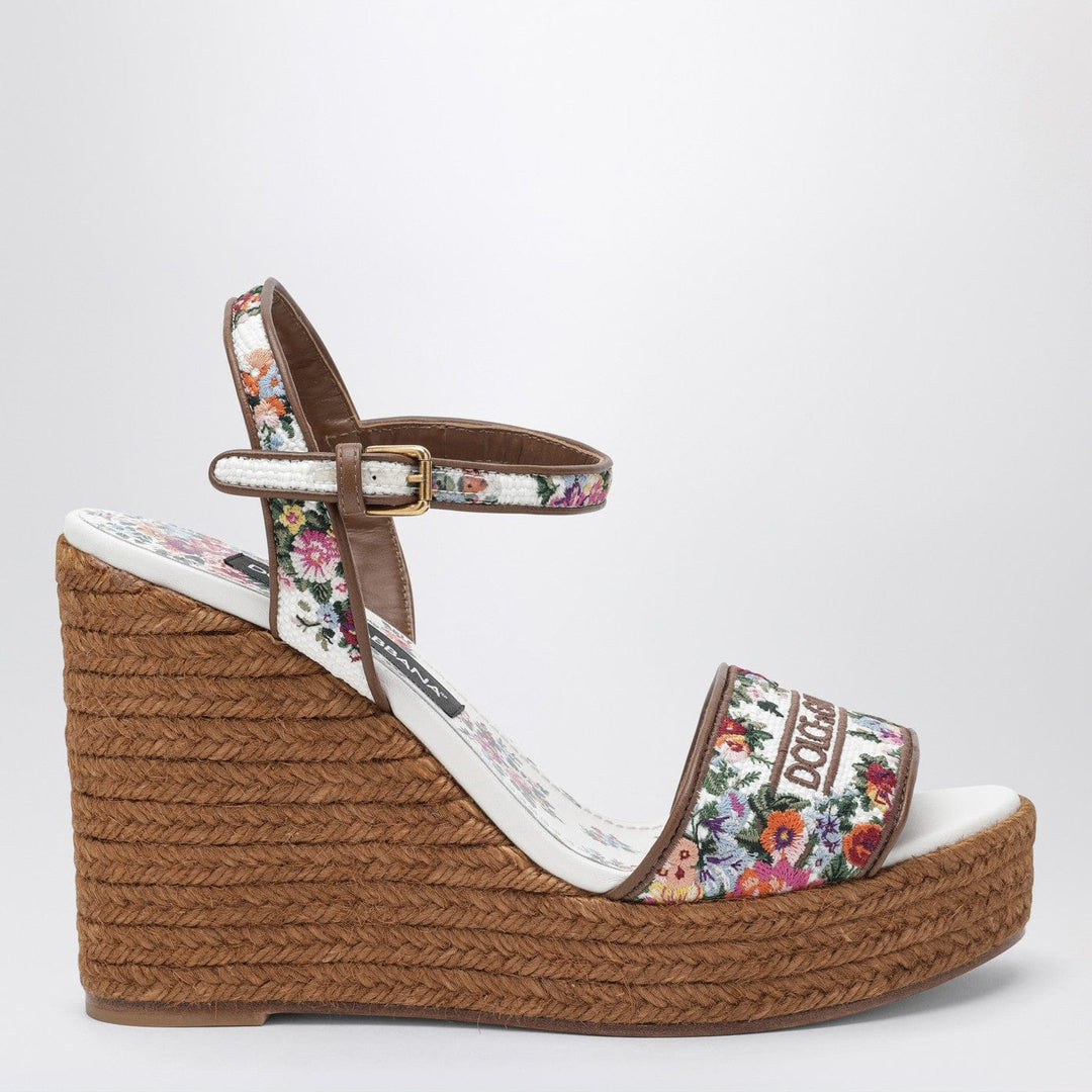 Shoes Dolce&amp;Gabbana - Wedge sandals with logo embroidery Brand