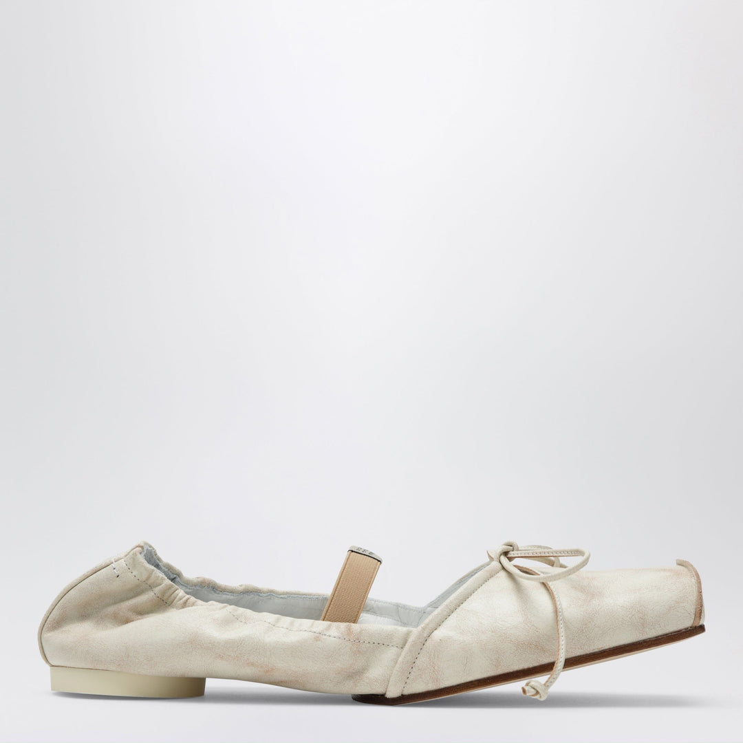 Shoes MM6 Maison Margiela - Light beige square-toe calfskin ballerina flats Brand
