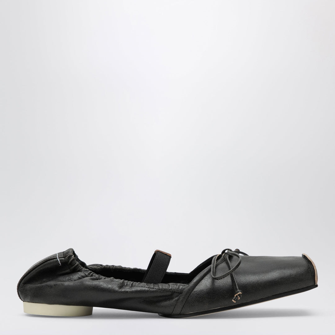 Shoes MM6 Maison Margiela - Square-toe ballerinas in brown calfskin leather Brand