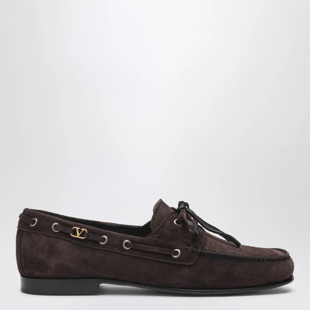 Valentino Garavani - Brown suede lace-up loafers Brand Shoes 40 IT