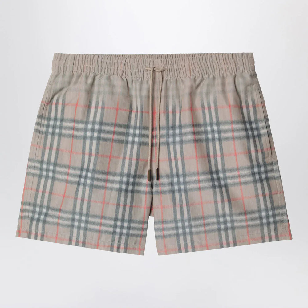 Burberry - Beige swim shorts with faded Check pattern Brand Shorts S