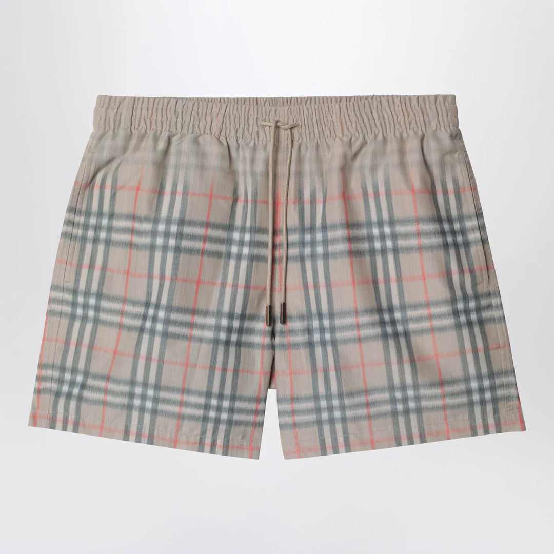 Burberry - Beige swim shorts with faded Check pattern Brand Shorts S