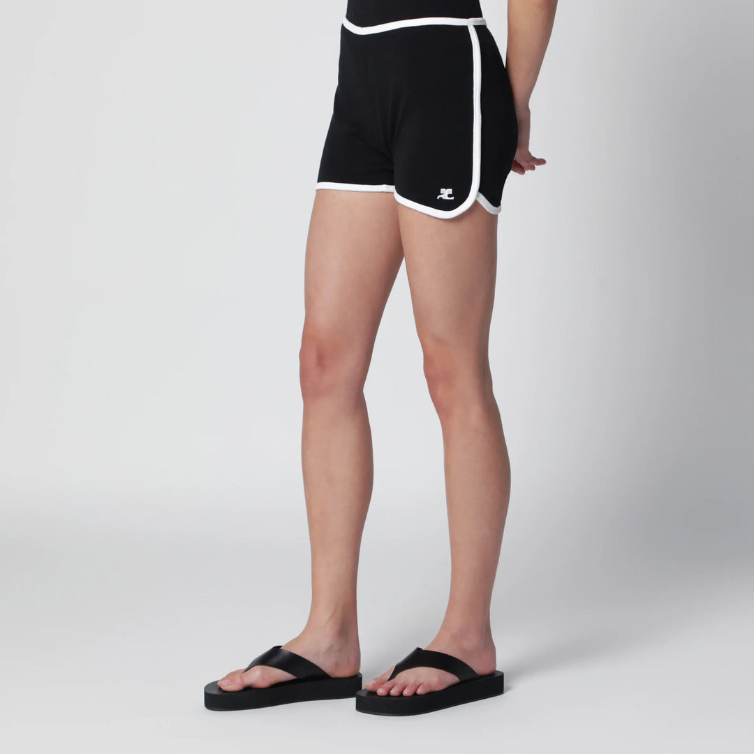 Courrèges - Contrast mini jersey shorts in black cotton Brand Shorts