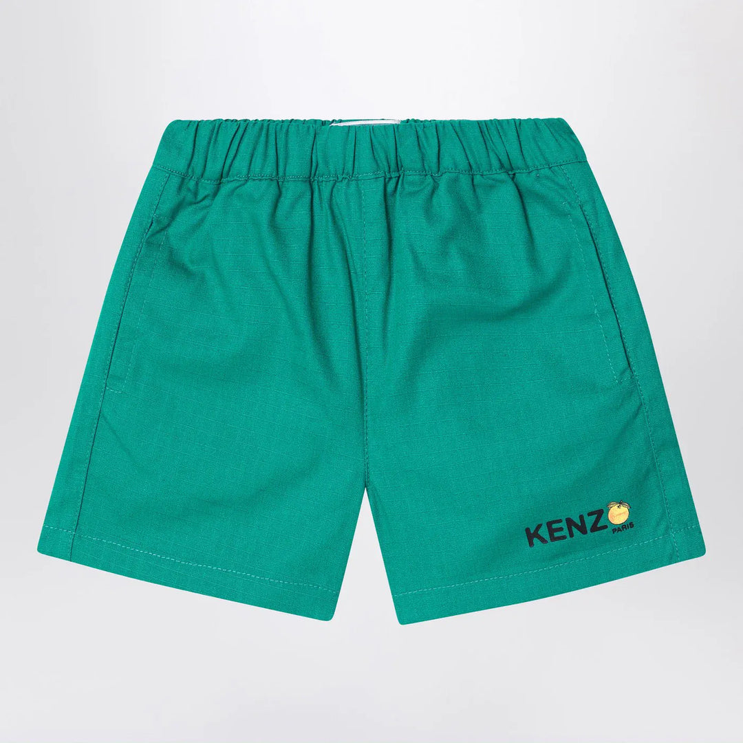 KENZO - Green cotton Shorts with logo Brand Shorts 12M