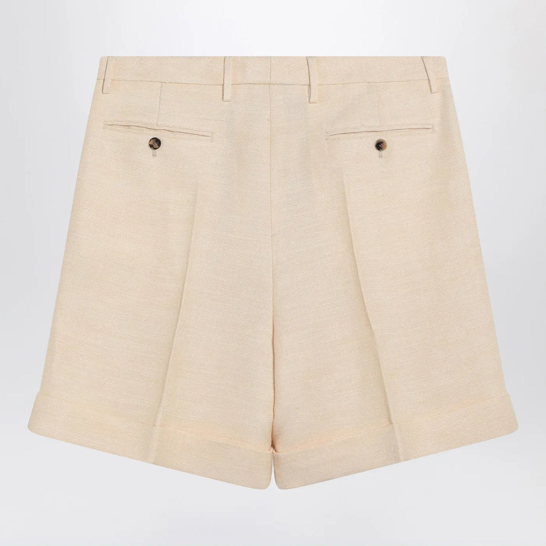 Valentino - Butter-coloured Bermuda shorts with turn-ups Brand Shorts