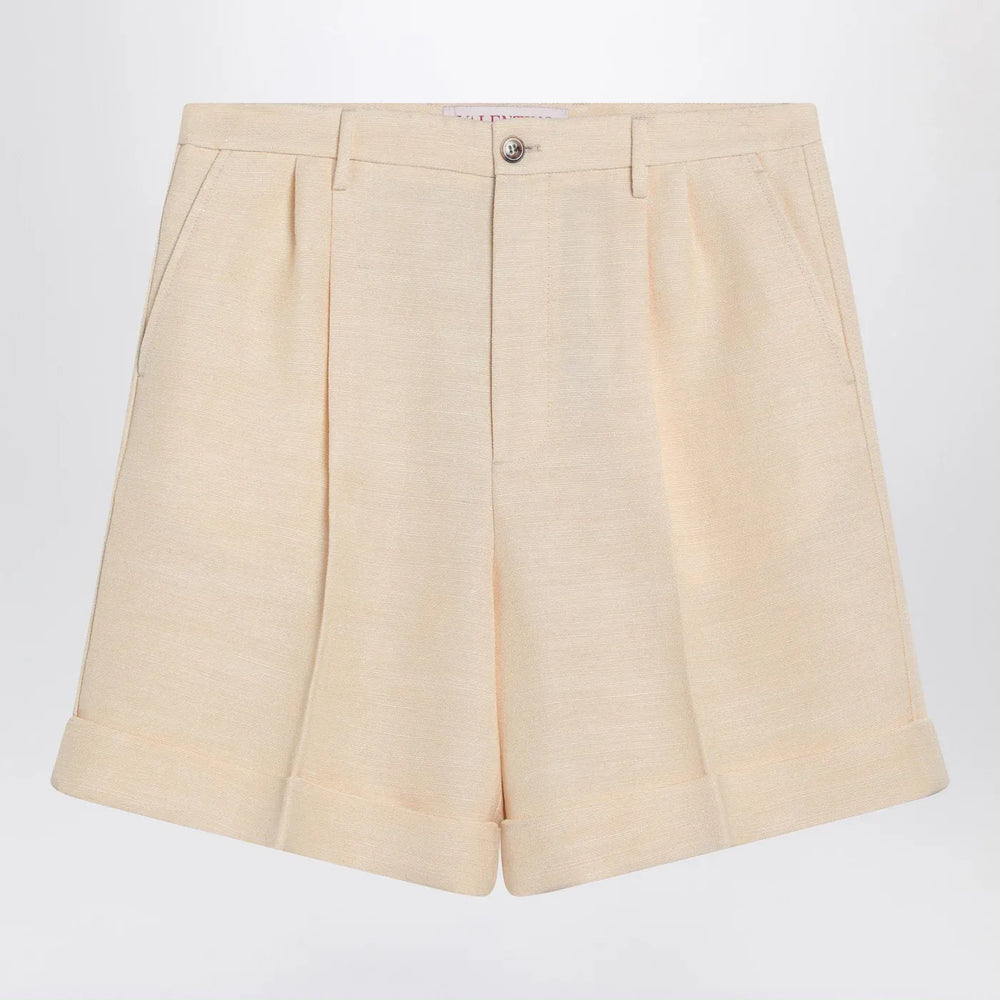 Valentino - Butter-coloured Bermuda shorts with turn-ups Brand Shorts 46 IT