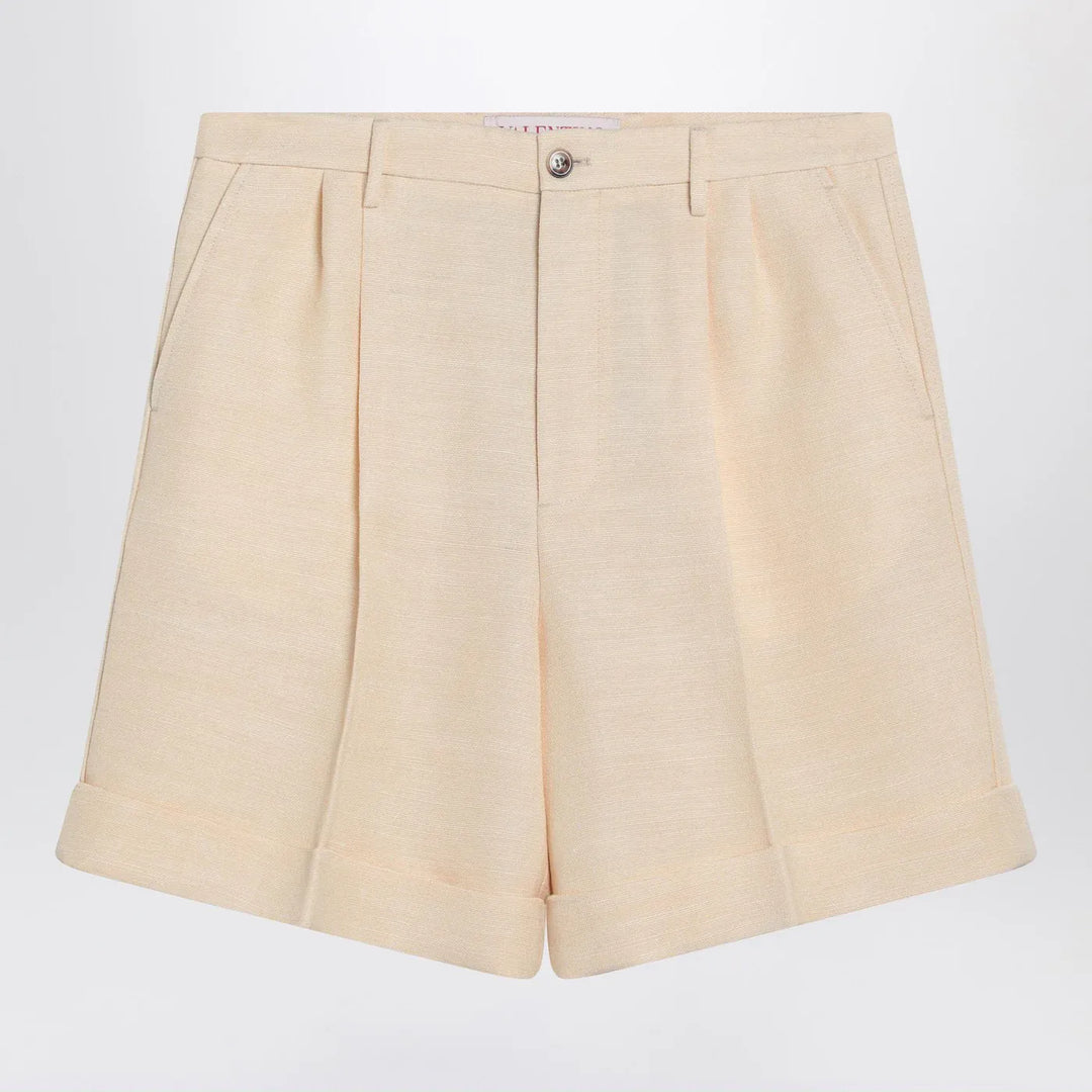 Valentino - Butter-coloured Bermuda shorts with turn-ups Brand Shorts 46 IT