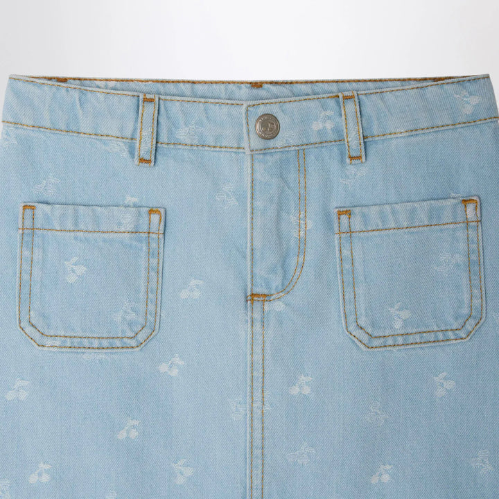 Bonpoint - Tison denim skirt with jacquard cherries Brand Skirts