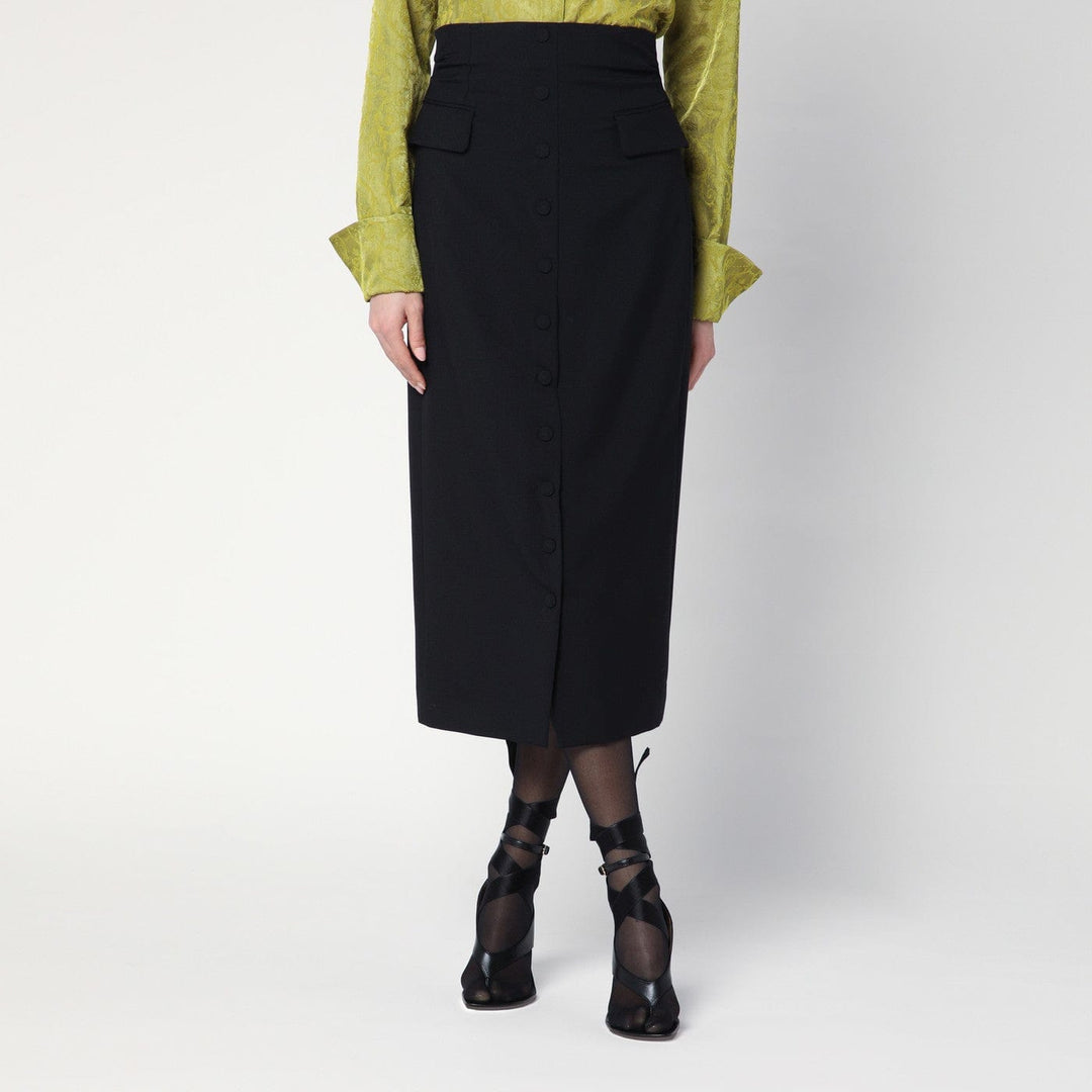 Skirts 38  FR Dries Van Noten - Black wool and mohair midi skirt Brand