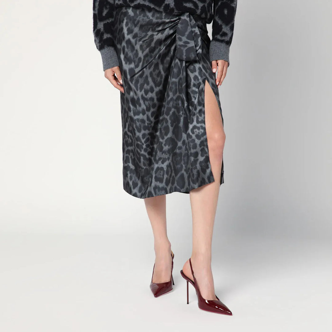 Stella McCartney - Leopard midi skirt with knot Brand Skirts 38  IT