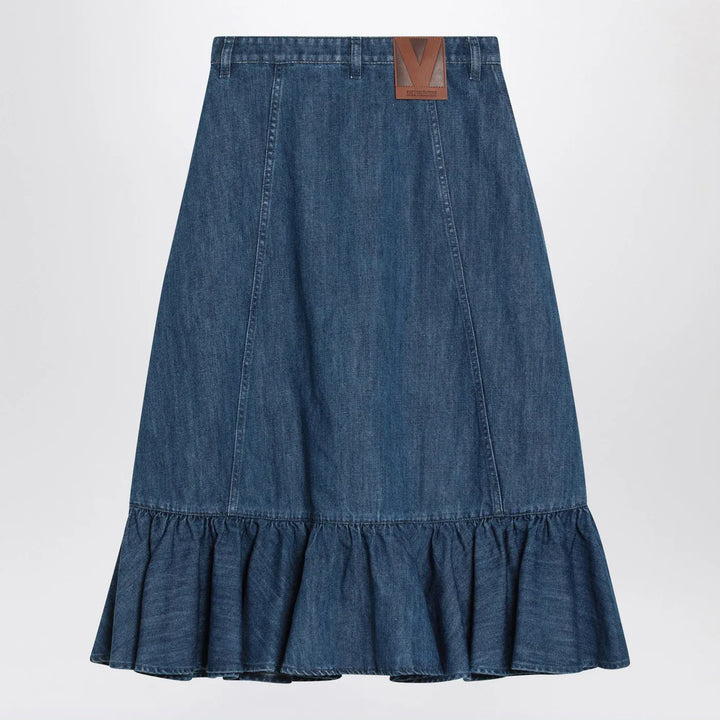 Valentino - Blue denim midi skirt Brand Skirts